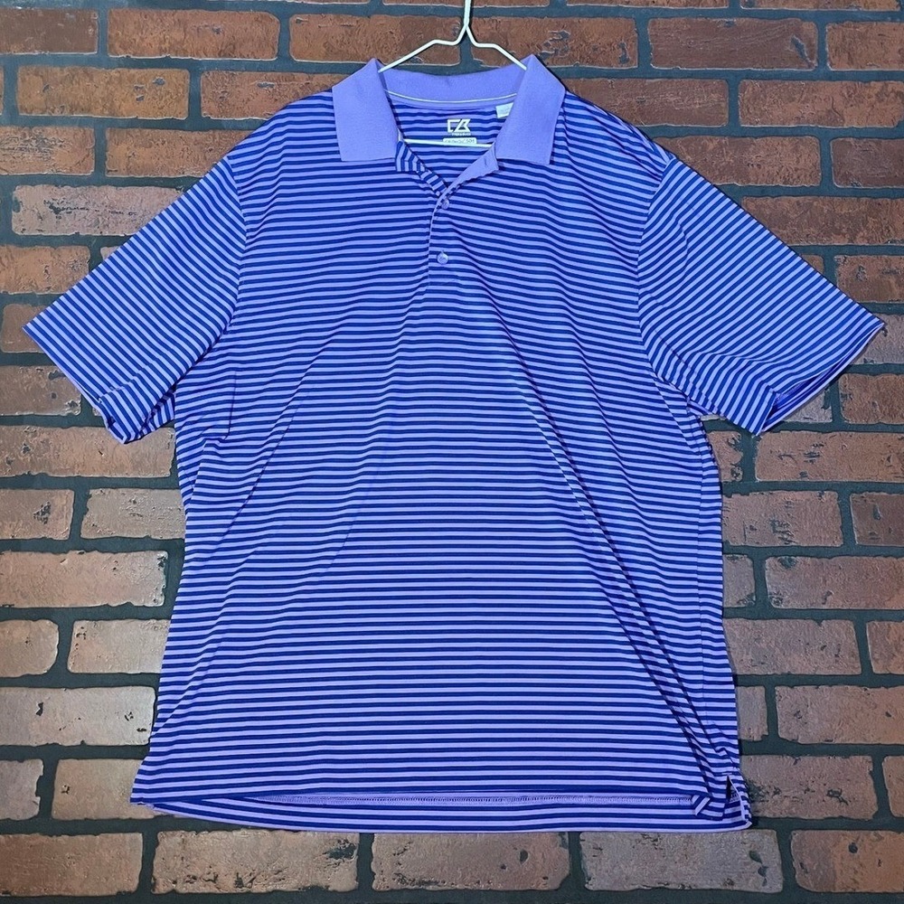 Cutter & Buck Men's XL Golf Polo Striped DryTec UPF Performance‎ Athletic Shirt
